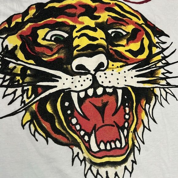 🔥 Y2K ED HARDY DESIGNS Tiger Face Graphic T-Shirt Sz LARGE - Excellent Conditio - Picture 3 of 6